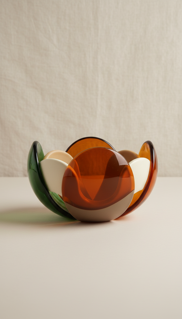 Puzzle bowl in amber and taupe
