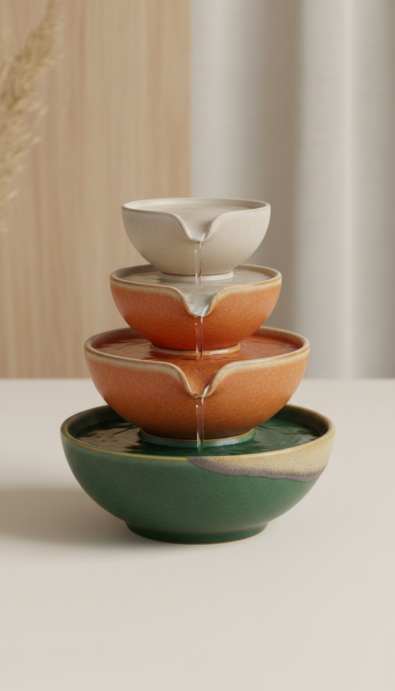 Ceramic water fountain with filter