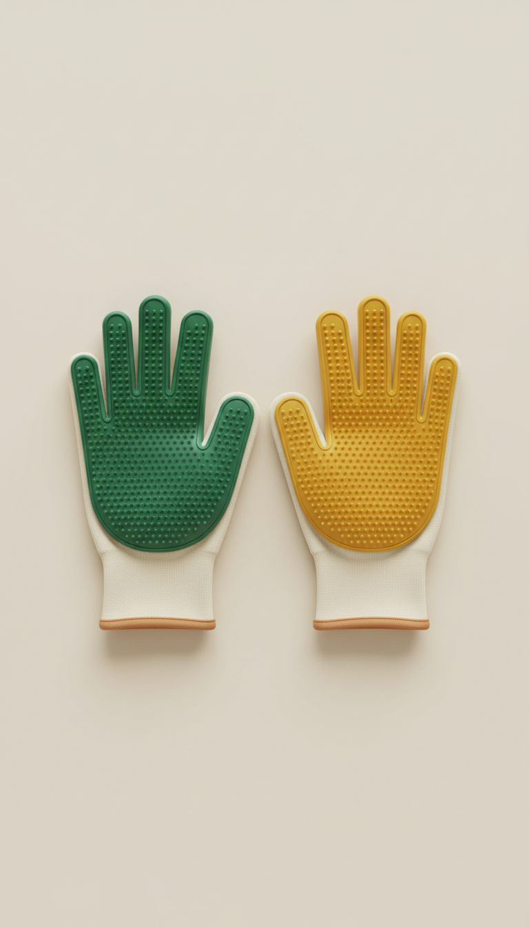 Ergonomic grooming gloves with textured palms